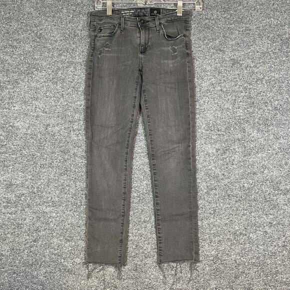 Adriano Goldschmied Jeans Womens 25 Gray Slim Straight Cropped Frayed Hem - Picture 1 of 16